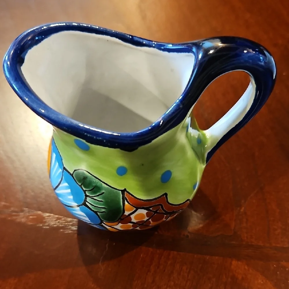 Handcrafted Talavera Floral Ceramic Creamer Pitcher